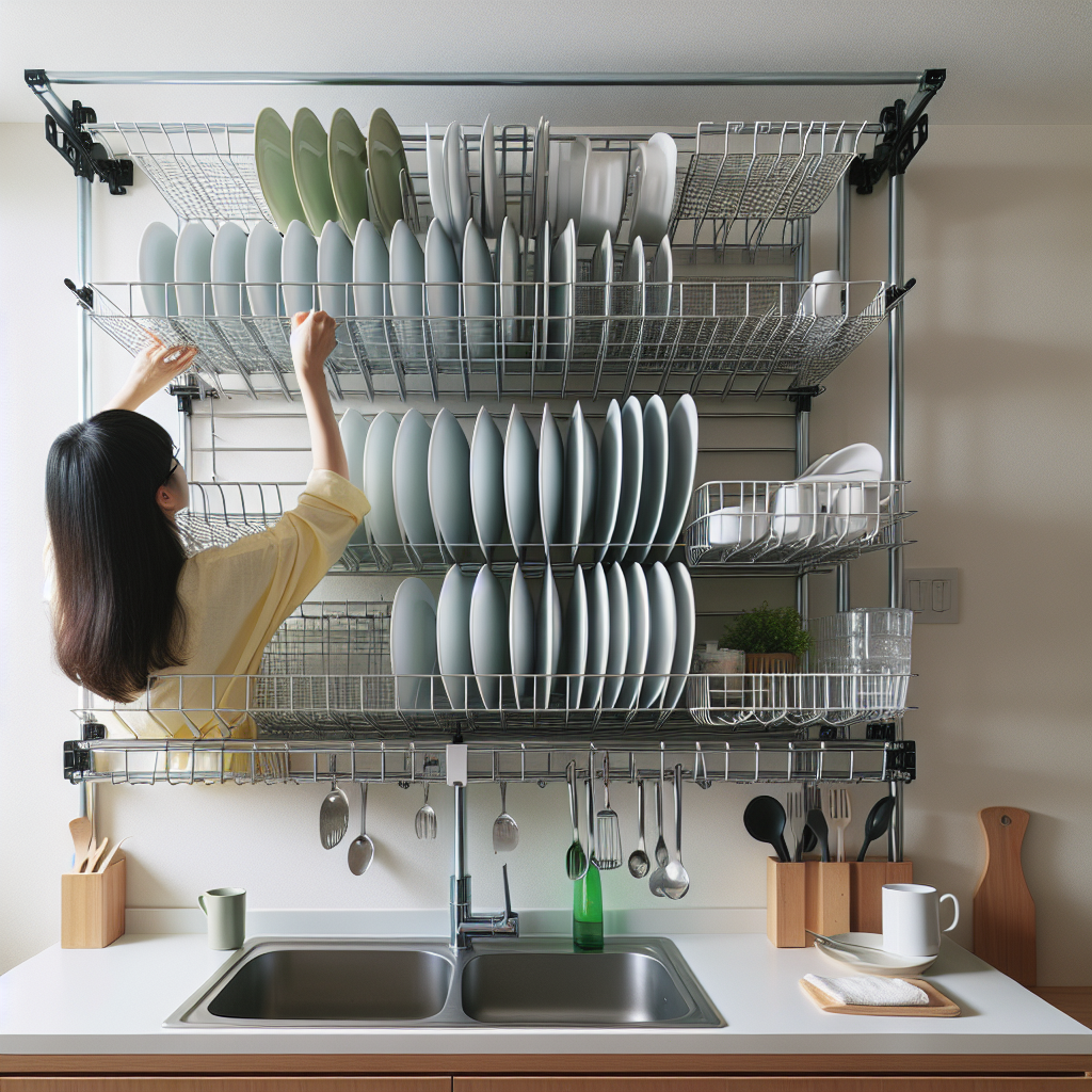 식기 건조대 슬라이드 정리, 좁은 주방도 넓게 쓰는 수납 기술