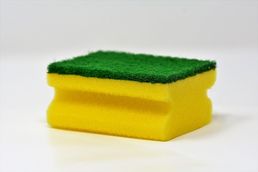 non-stick coated pan with gentle sponge cleaning
