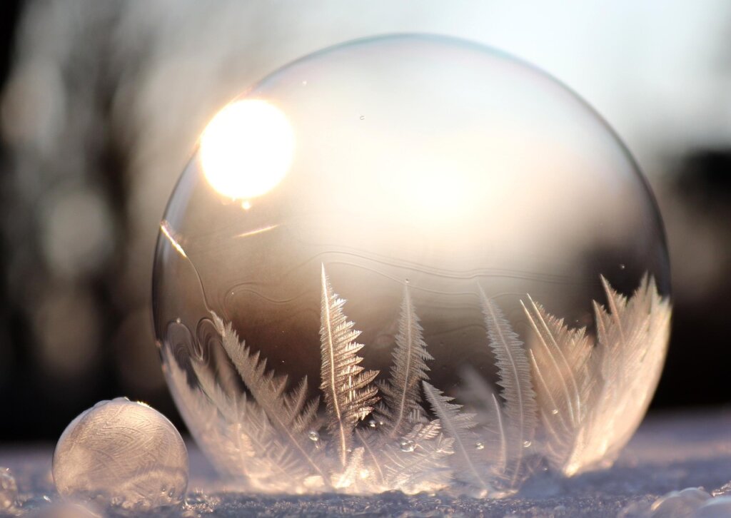bubble wrap insulation film applied on apartment window winter